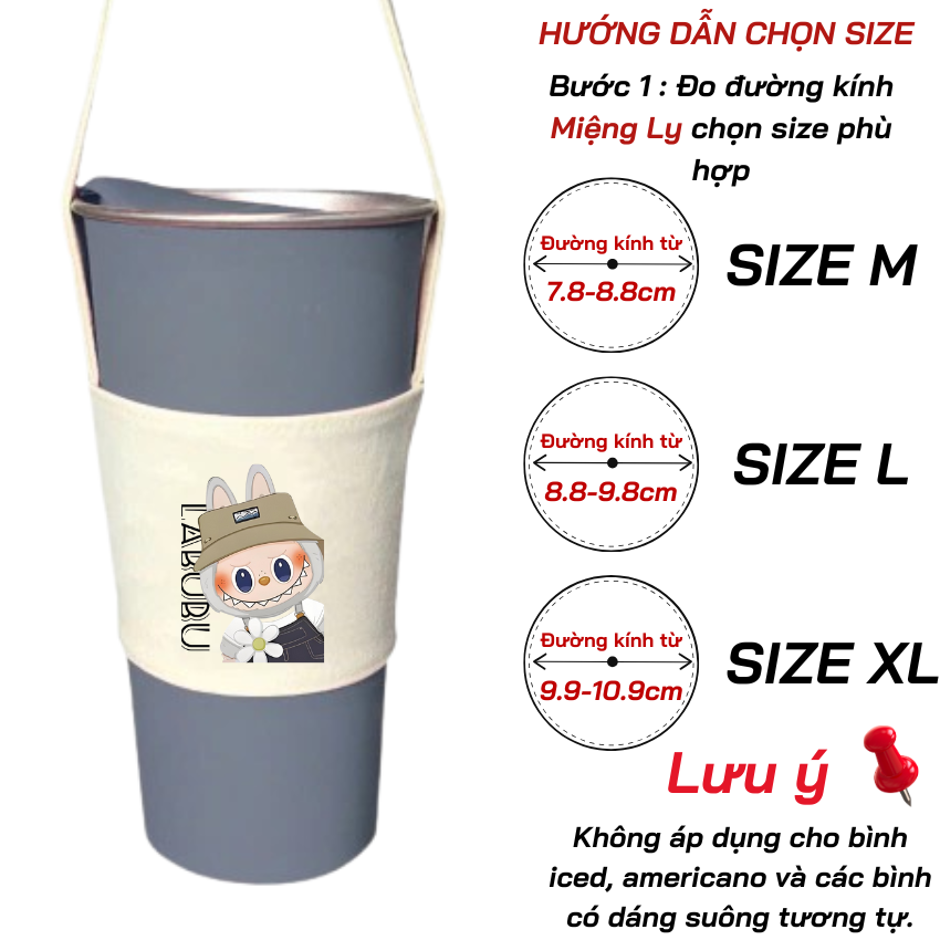 Mô tả Túi treo ly cốc (cup holder) Ginko Canvas in hình LABUBU ( nhiều size) - 8