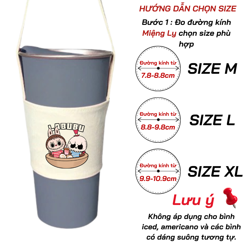 Mô tả Túi treo ly cốc (cup holder) Ginko Canvas in hình LABUBU ( nhiều size) - 10
