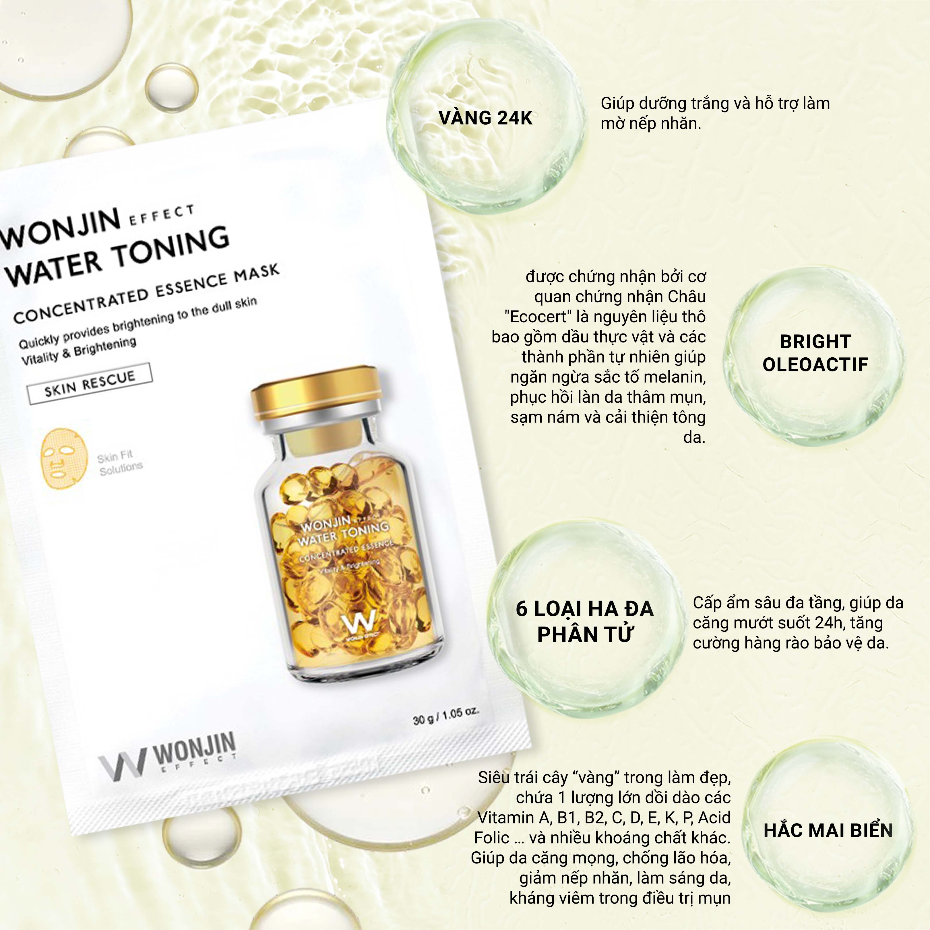 Mô tả Combo 10 Mặt Nạ Dưỡng Trắng WonJin Effect Water Toning Mask 30g [B1] - 3