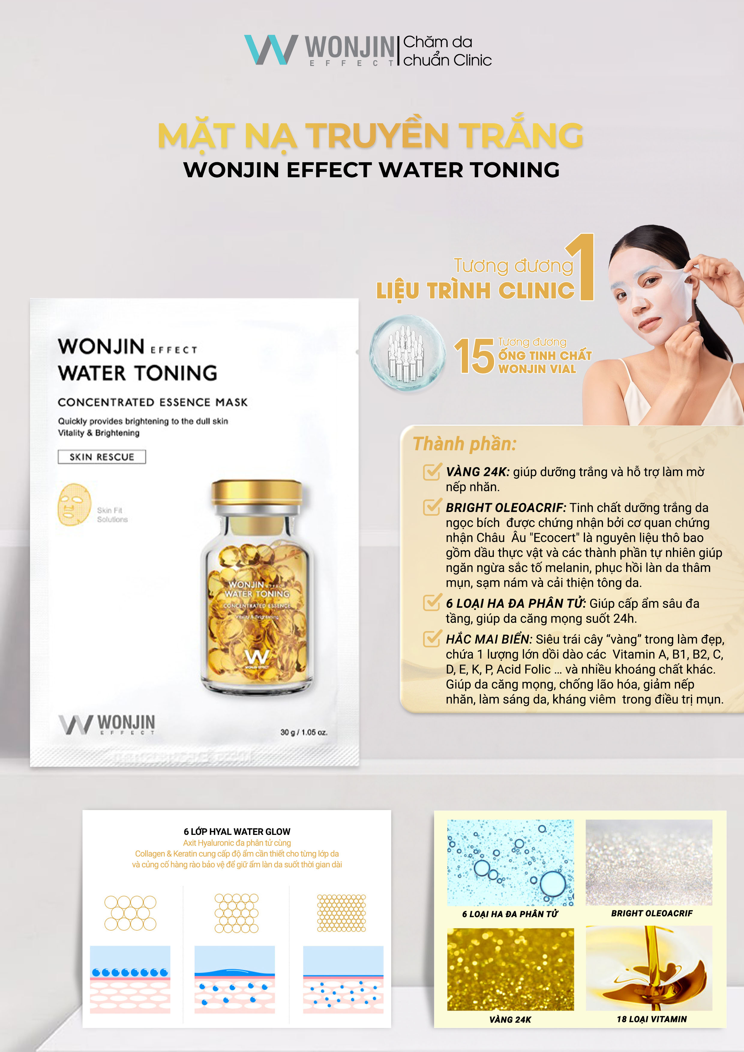 Mô tả Combo 10 Mặt Nạ Dưỡng Da Chuyên Sâu MIX WonJin Effect Mask 30g x10 [KOL] - 2