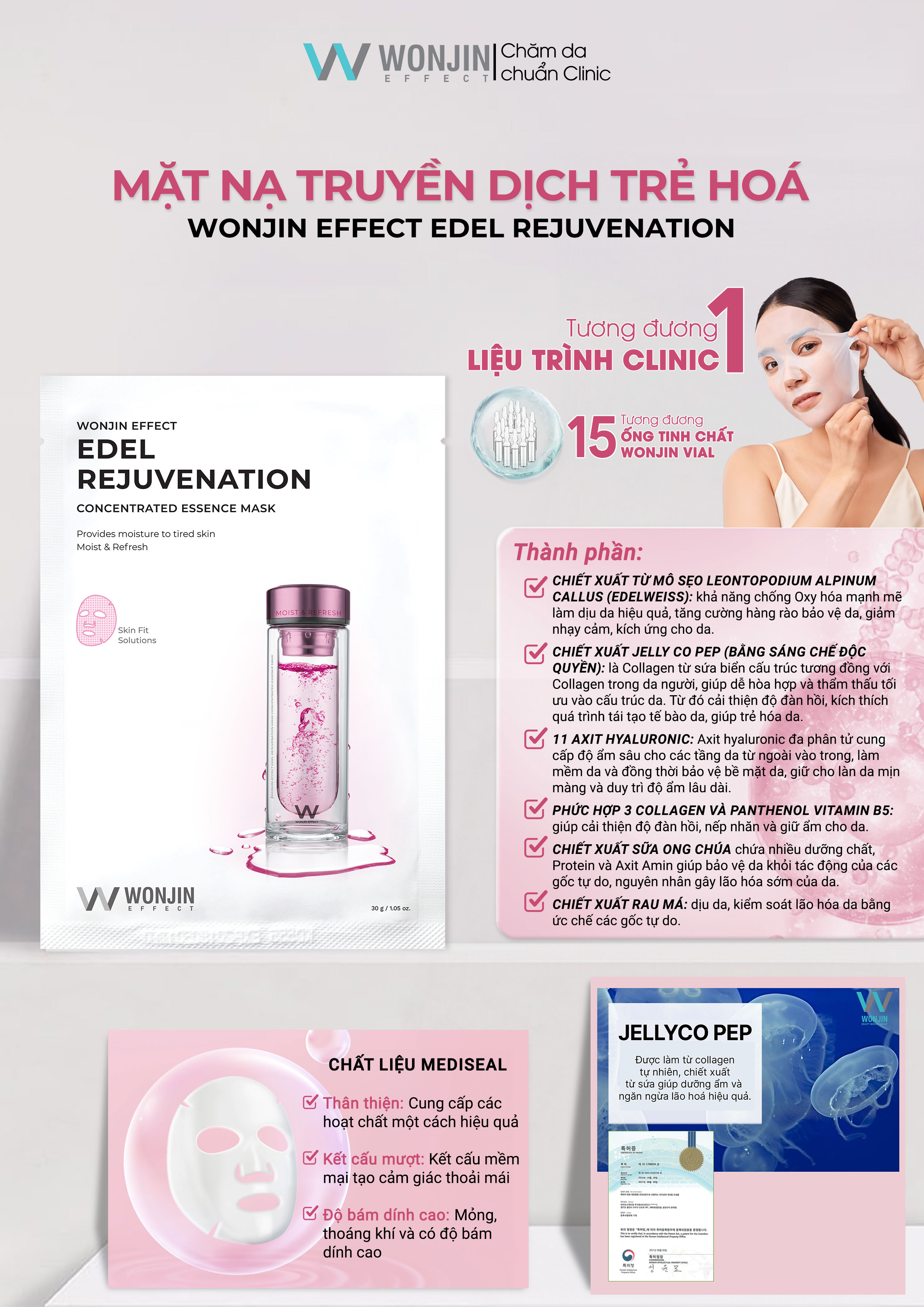 Mô tả Combo 10 Mặt Nạ Dưỡng Da Chuyên Sâu MIX WonJin Effect Mask 30g x10 [KOL] - 3