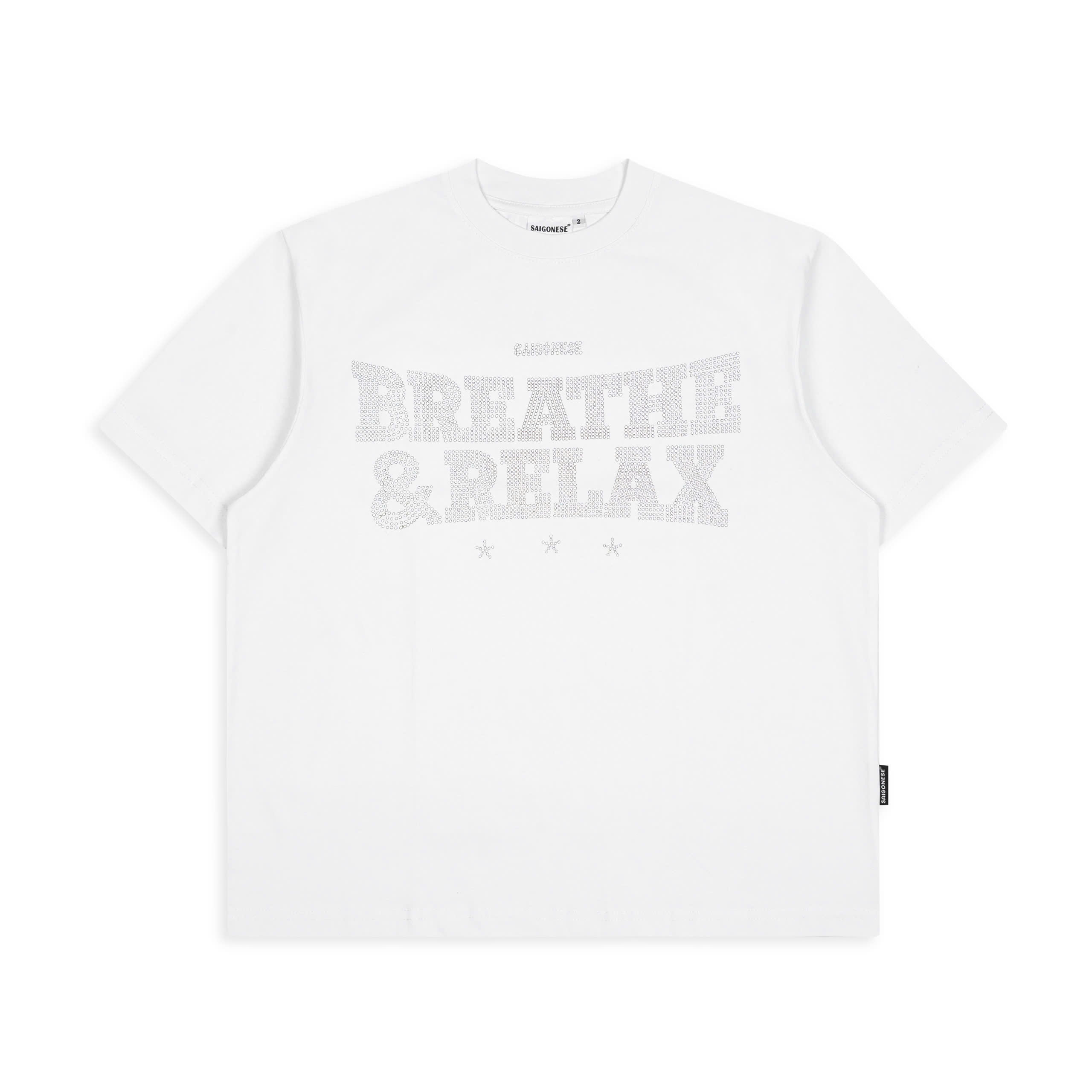 Mô tả Áo Thun SAIGONESE Cổ Tròn Họa Tiết Đính Đá Form Boxy Unisex Nam Nữ 4 Màu - 2