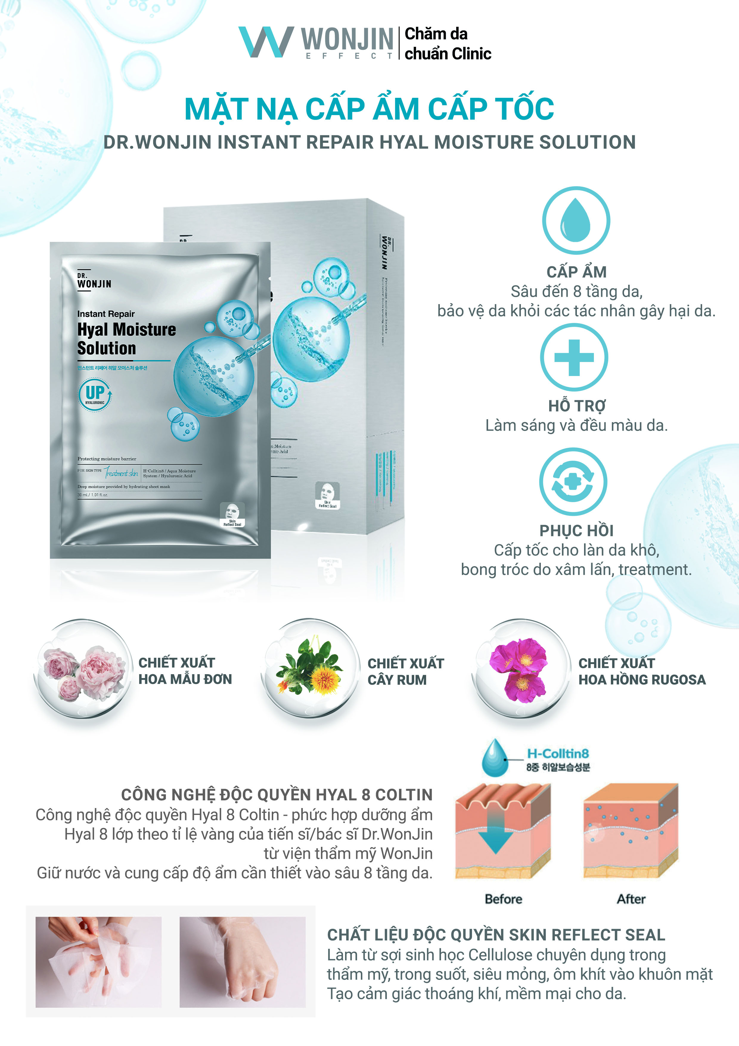 Mô tả Combo 10 Mặt Nạ MIX Đủ Bộ Dưỡng Da Chuyên Sâu WonJin Mask 30g x10 [B3] - 5
