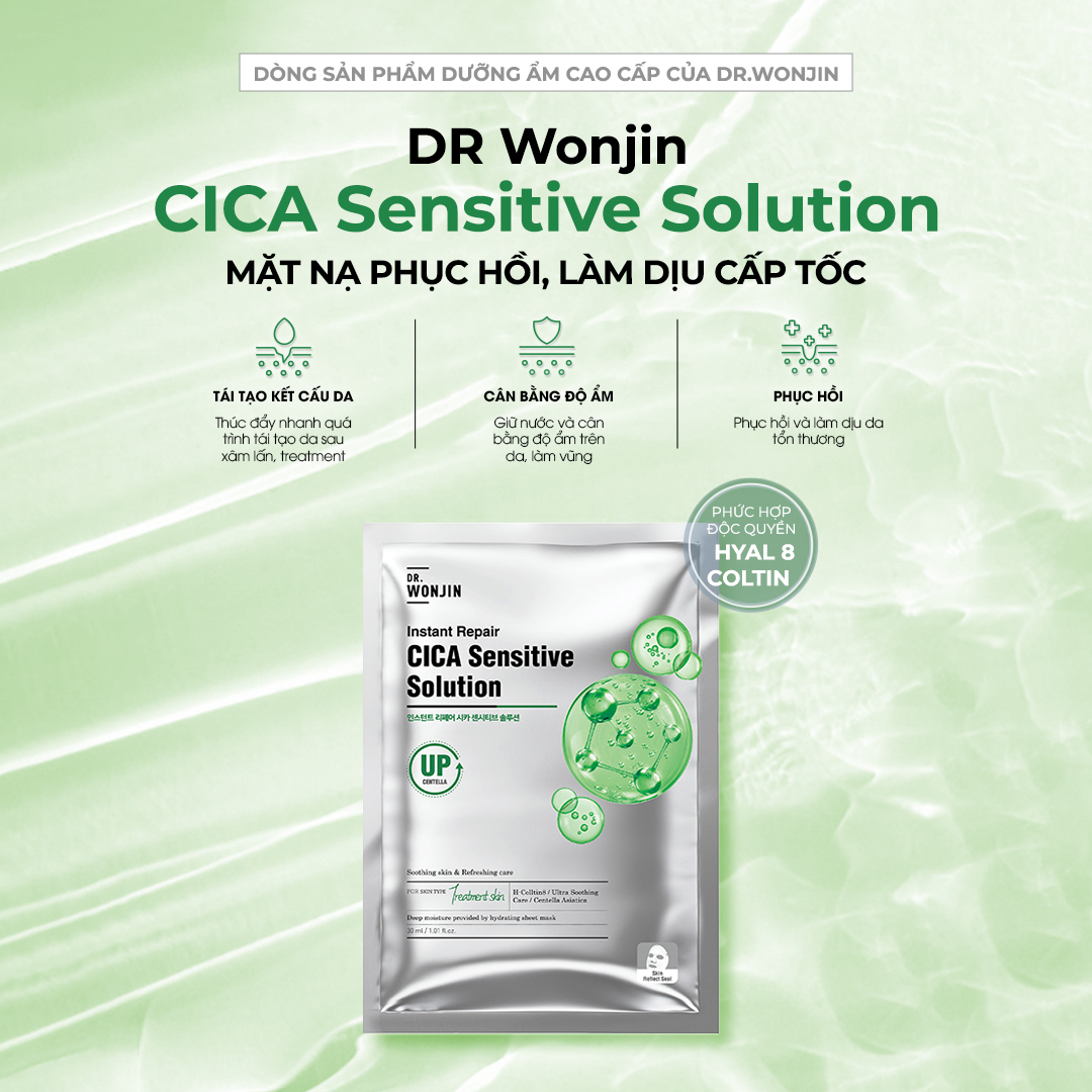 Mô tả Combo 10 Mặt Nạ Phục Hồi Cấp Tốc DR WonJin Instant Cica Sensitive Solution Mask 30g x10[B3] - 2