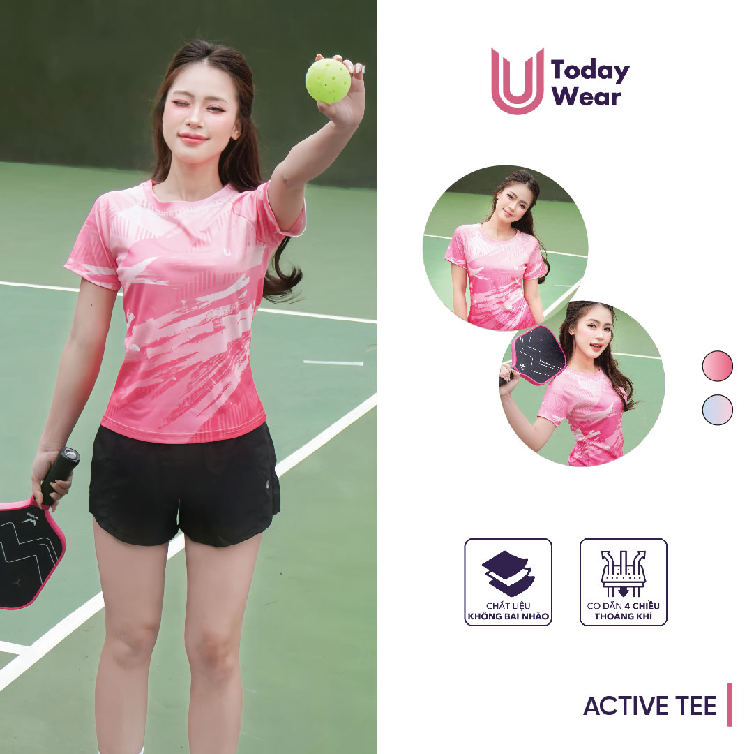 Mô tả Áo thun thể thao nữ chạy bộ Active Tee thấm hút chơi cầu lông bóng bàn tập gym Today U Wear - 1