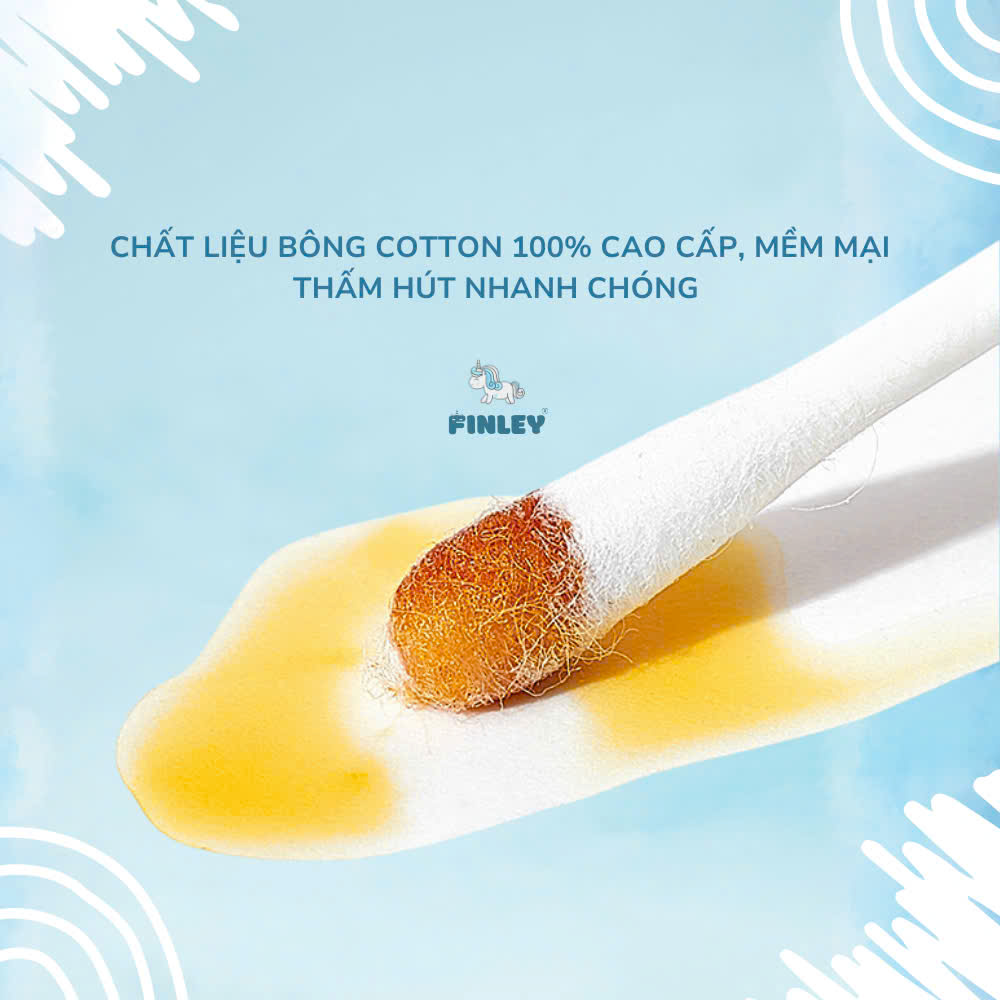 Mô tả Hộp 200 tăm bông ráy tai 2 đầu kháng khuẩn cho bé Finley FL0162 - 5