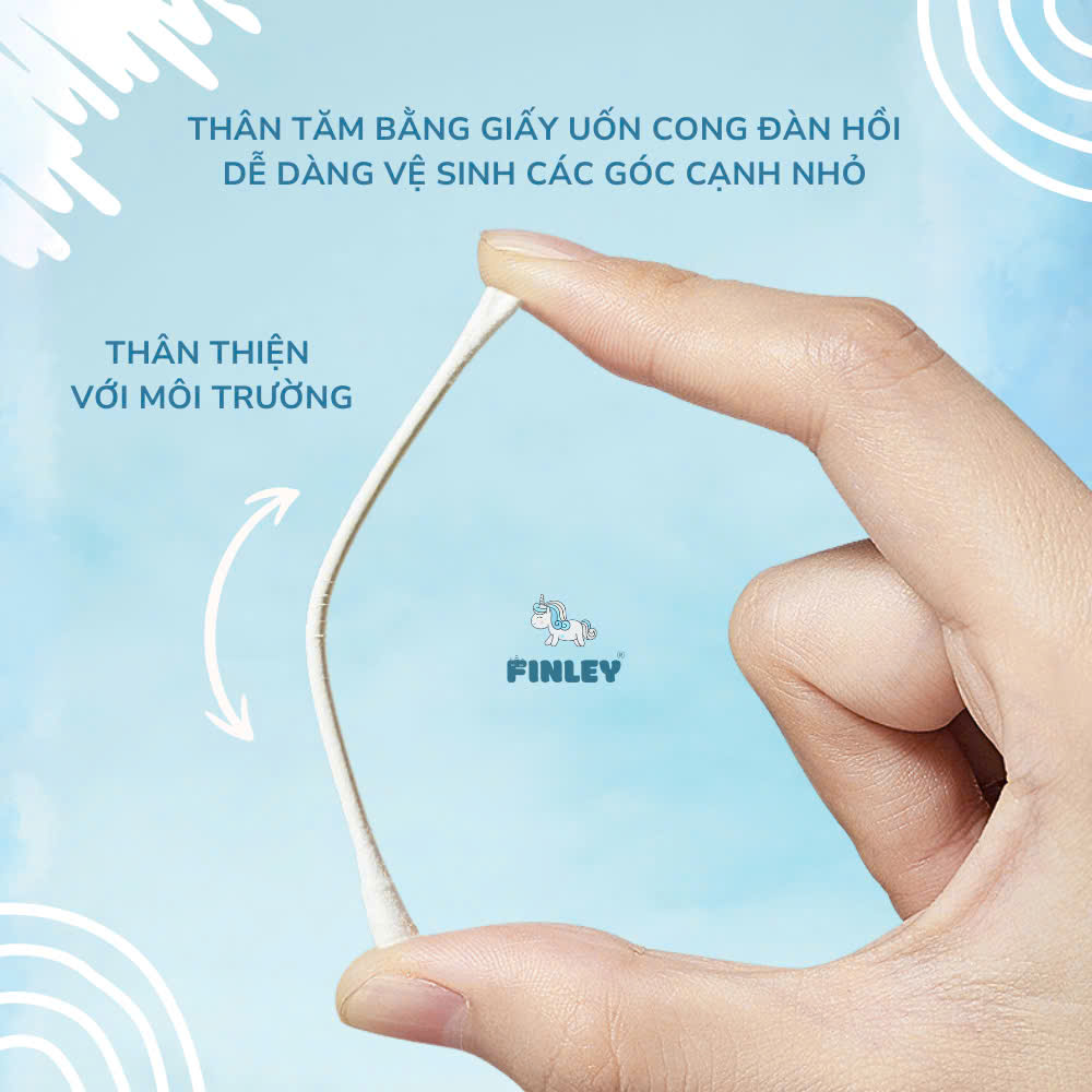 Mô tả Hộp 200 tăm bông ráy tai 2 đầu kháng khuẩn cho bé Finley FL0162 - 3