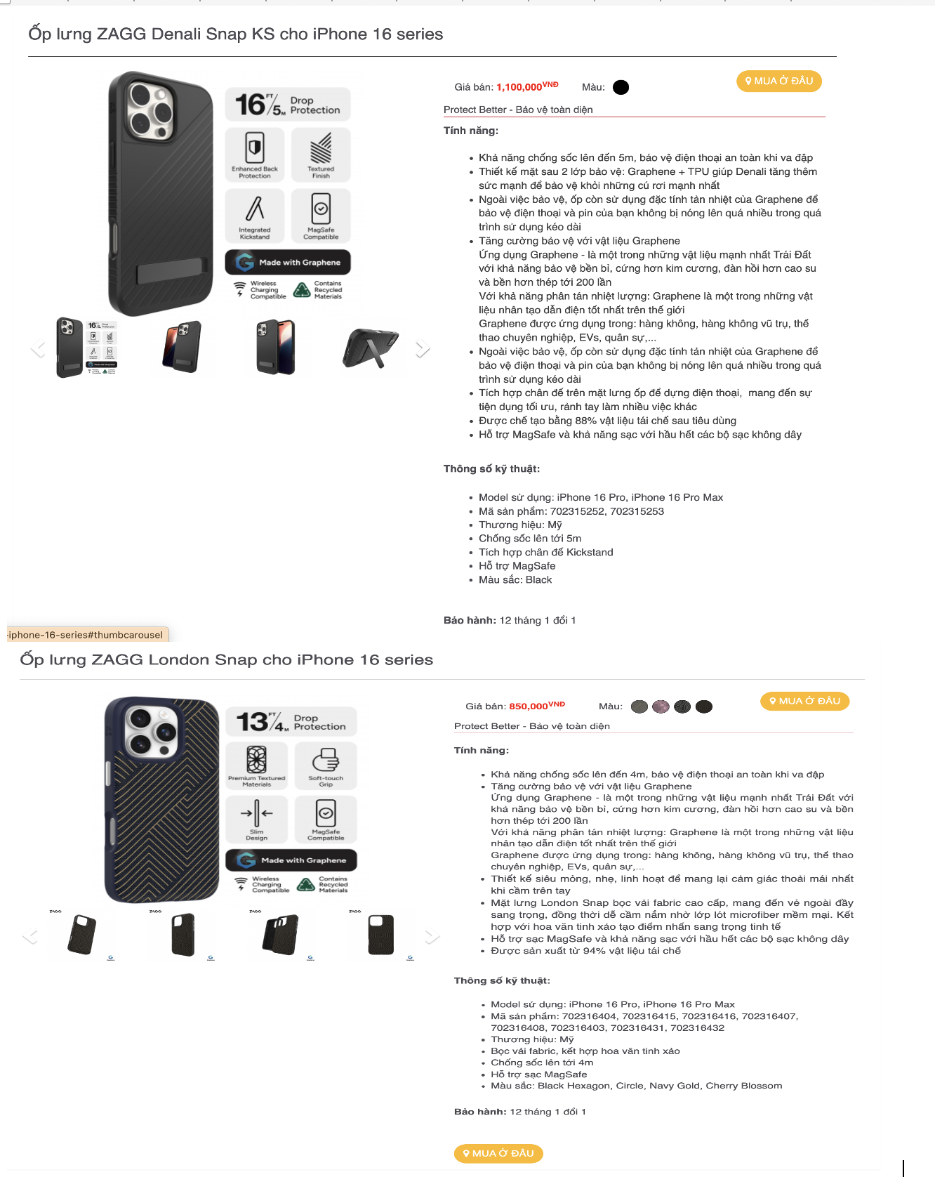 Mô tả Tổng hợp ốp lưng chống sốc ZAGG bảo vệ điện thoại bảo hành 1 năm ứng dụng vật liệu Graphene - 8