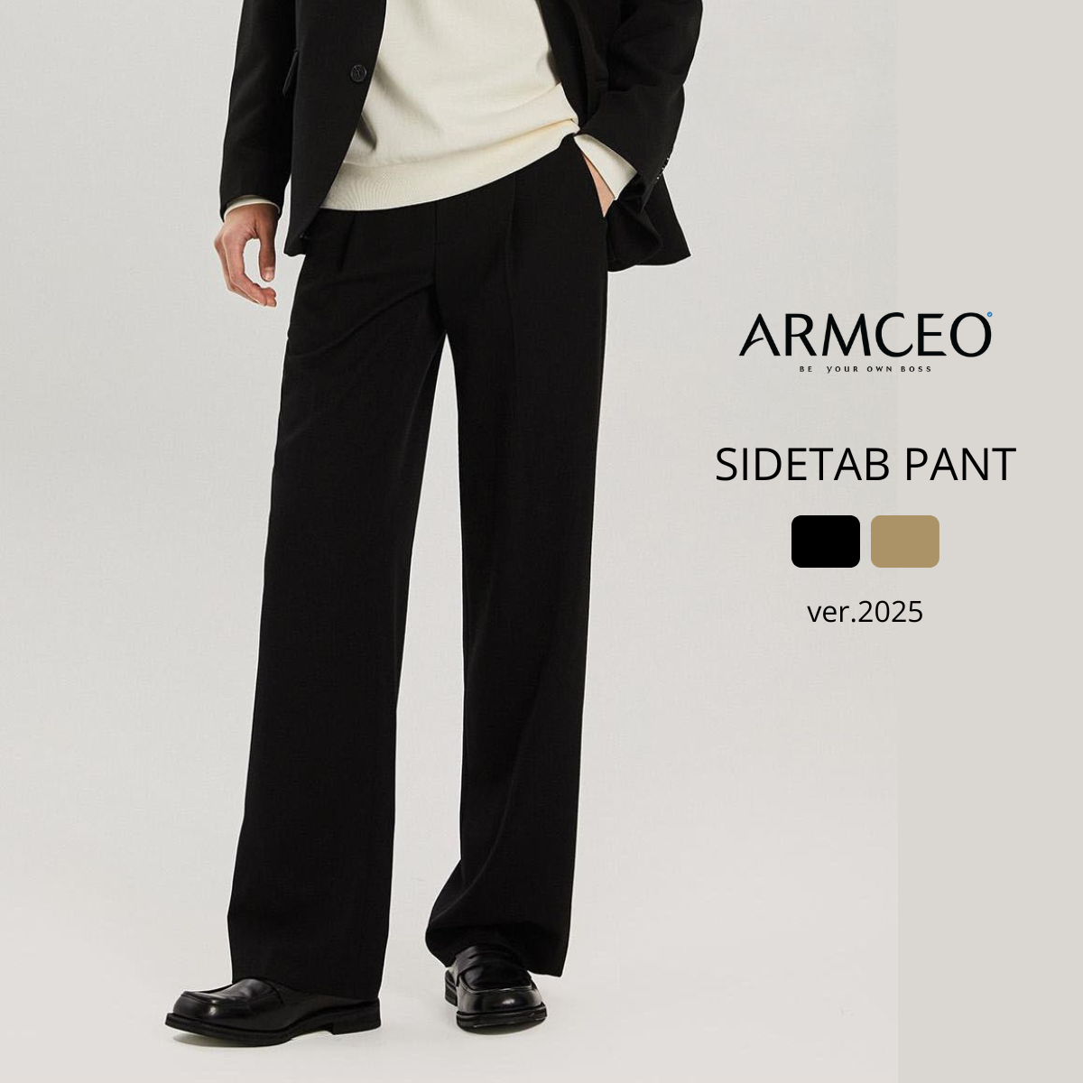 Mô tả Quần ống suông rộng sidetab ARMCEO đen trơn tôn dáng che khuyết điểm siêu tốt chất liệu cotton spandex - AD01 Trơn - 2