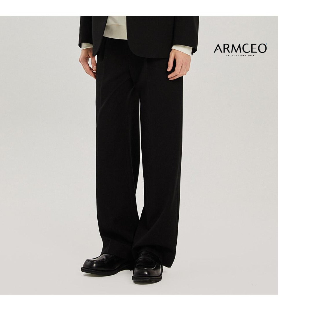 Mô tả Quần ống suông rộng sidetab ARMCEO đen trơn tôn dáng che khuyết điểm siêu tốt chất liệu cotton spandex - AD01 Trơn - 4