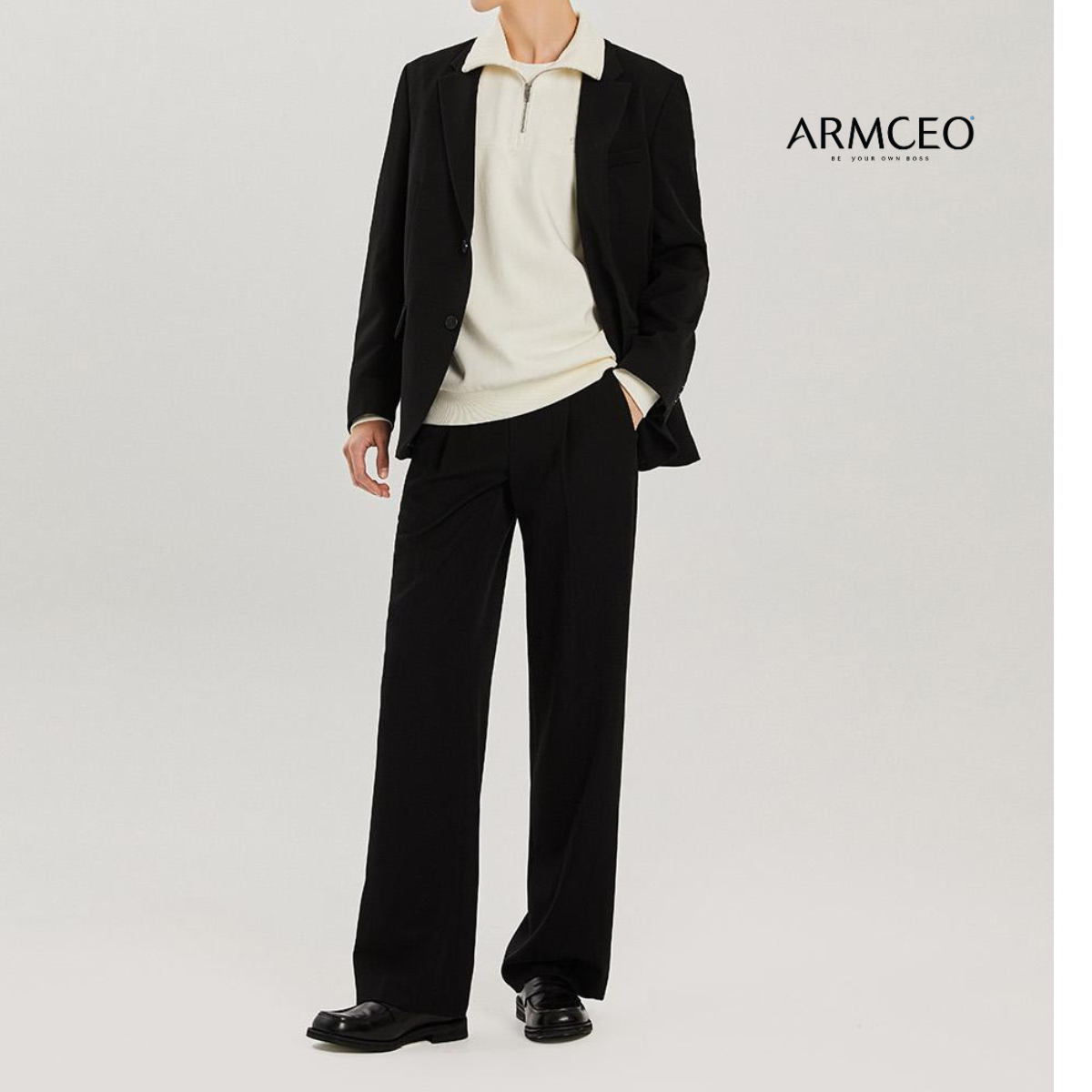Mô tả Quần ống suông rộng sidetab ARMCEO đen trơn tôn dáng che khuyết điểm siêu tốt chất liệu cotton spandex - AD01 Trơn - 5