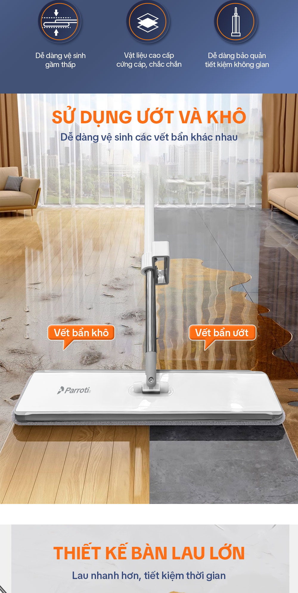 Tính năng tự vắt nhẹ nhàng của Parroti MG03