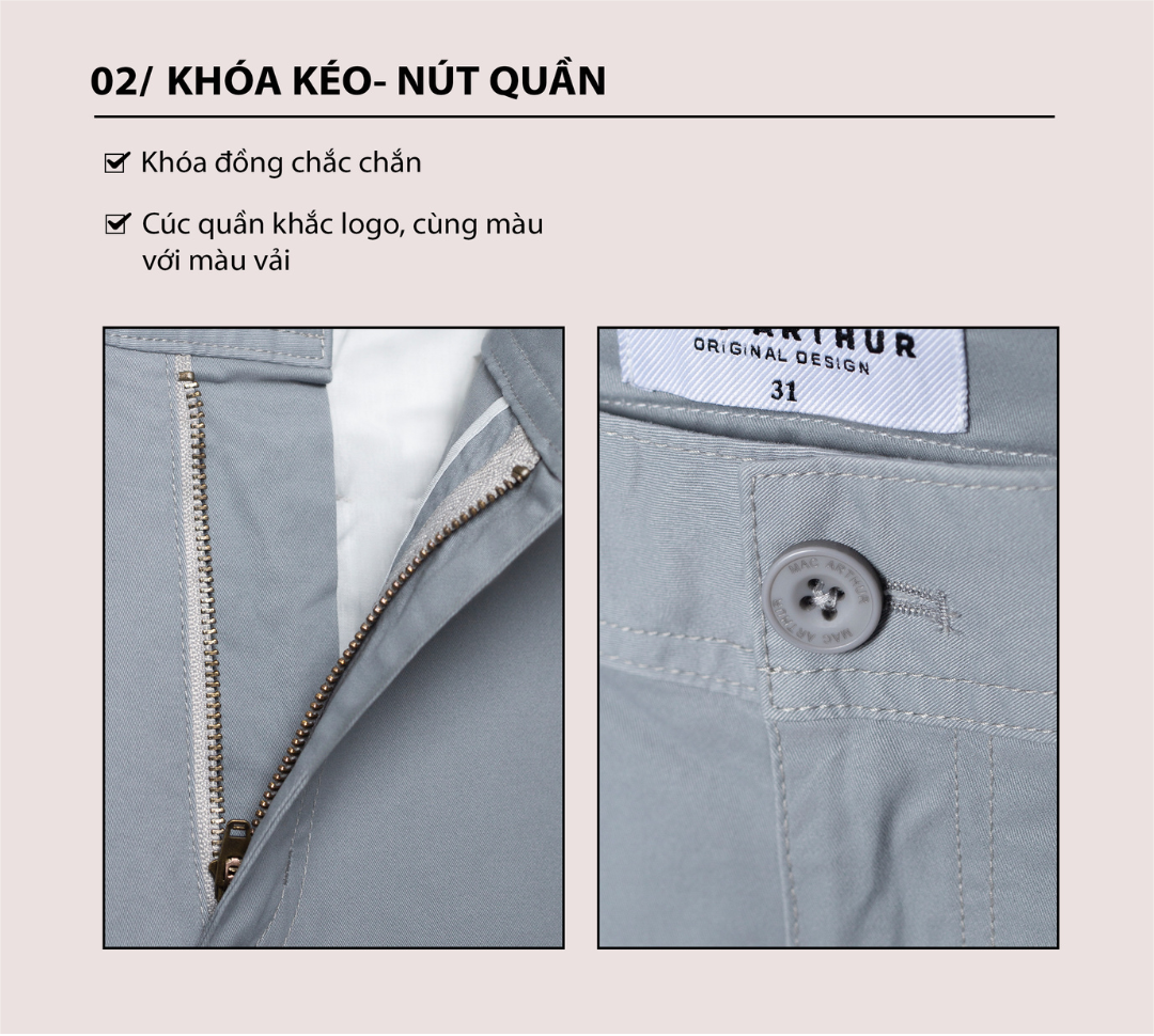 Mô tả Quần dài nam kaki MAC ARTHUR form chuẩn form tôn dáng sang trọng, mềm mịn, co giãn tốt - 3
