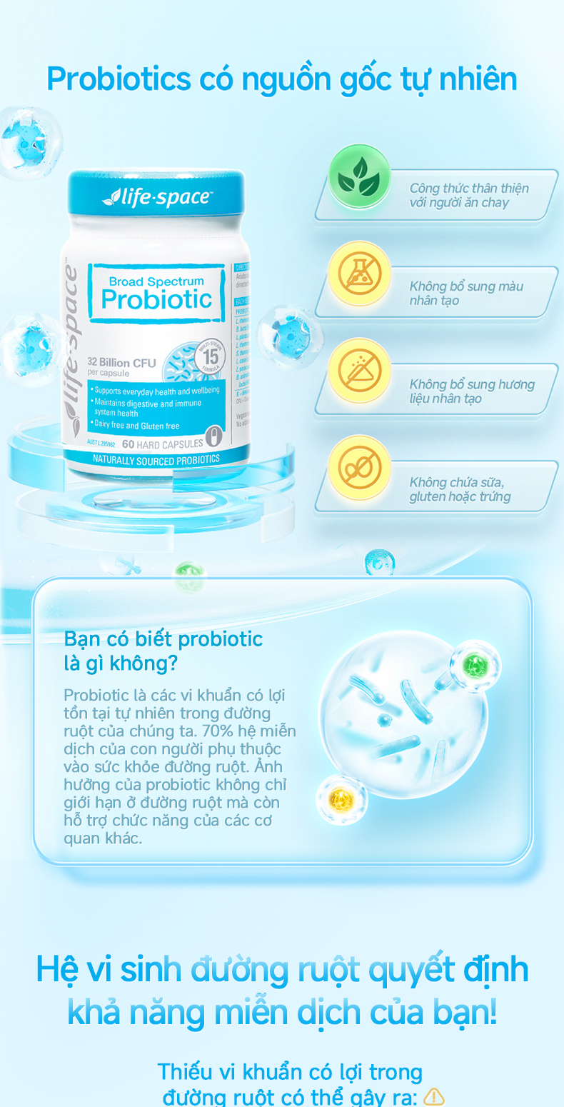Mô tả Men vi sinh Life Space Adult Broad Spectrum Probiotic Chứa prebiotic hỗ trợ sức khỏe đường ruột tăng cường miễn dịch - 2