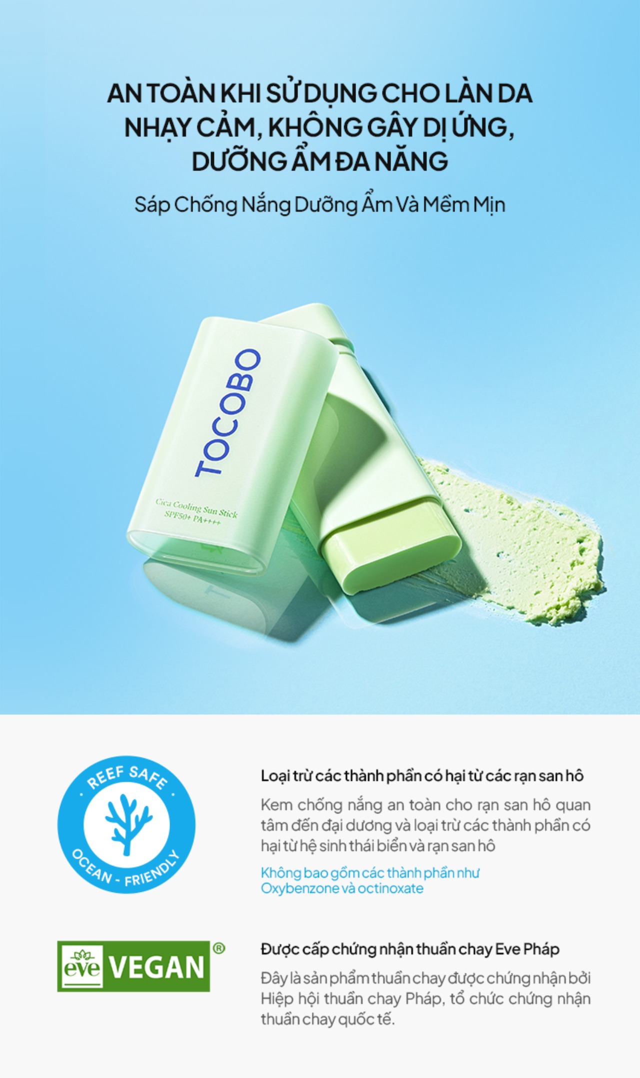 Mô tả Sáp Chống Nắng Dạng Thỏi Tocobo Cica Cooling Sun Stick SPF50+ PA++++ 18gr - 10
