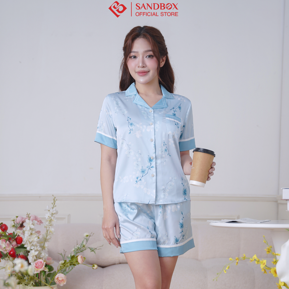 Mô tả Đồ Bộ Nữ Pijama Đùi SANDBOX Chất Lụa Latin Luxury Cao Cấp Mềm Mượt Mát Họa Tiết Đốc Quyền-BLD25006 - 3