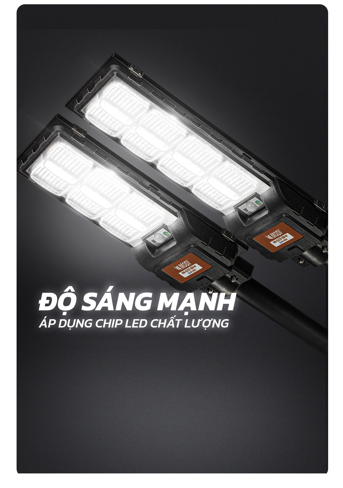Mô tả Đèn Năng Lượng Mặt Trời MODI SOLAR SLT27 120W 240W, Điều Khiển Từ Xa, Chiếu Sáng Cả Đêm - 2