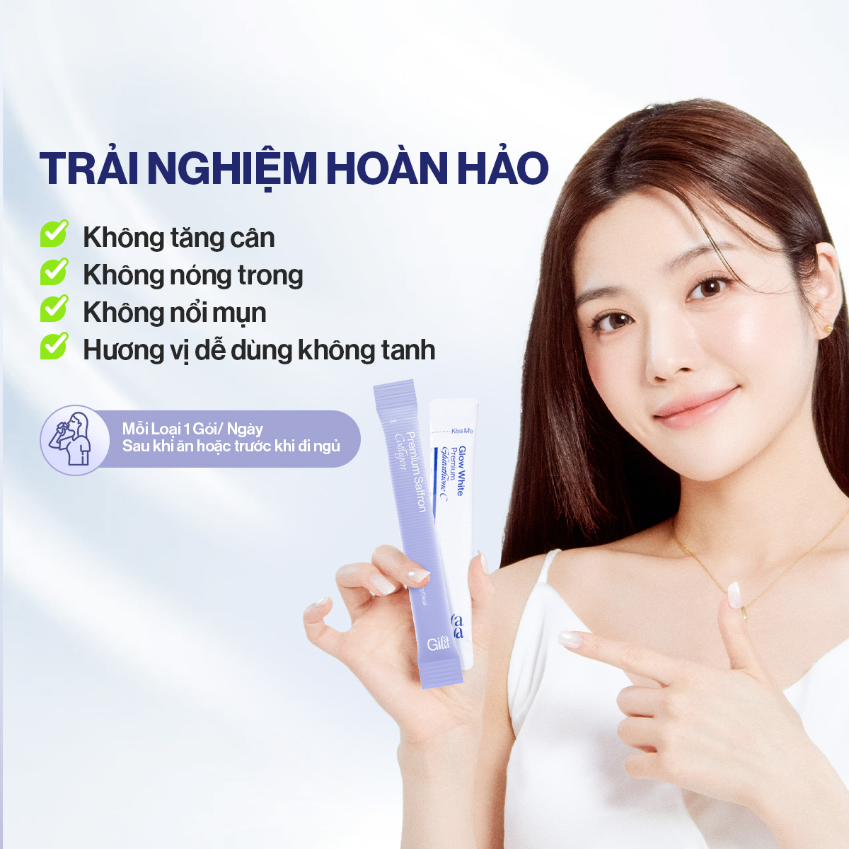 Mô tả Combo Căng Bóng Trắng Da Bột Ngậm Glutathione C (3g x 30 gói) và Bột Uống Collagen Gilaa (2g x 60 gói) - 8