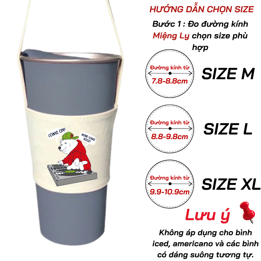 Mô tả Túi treo ly, cốc (Cup Holder) Ginko Canvas in hình gấu teddy ( nhiều mẫu) - 8