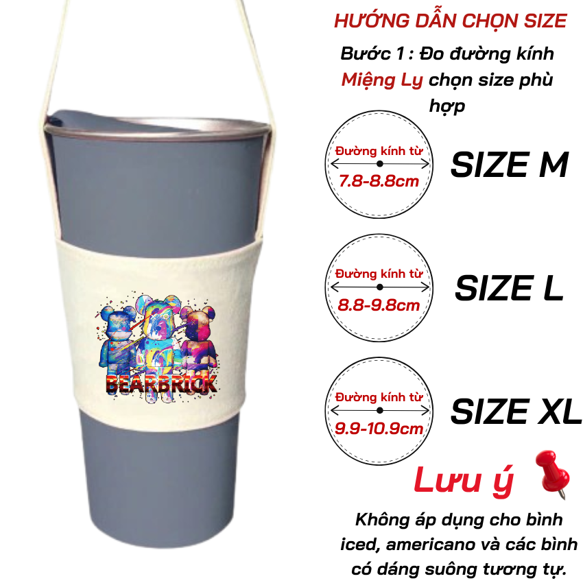 Mô tả Túi treo ly, cốc (Cup Holder) Ginko Canvas in hình gấu teddy ( nhiều mẫu) - 11