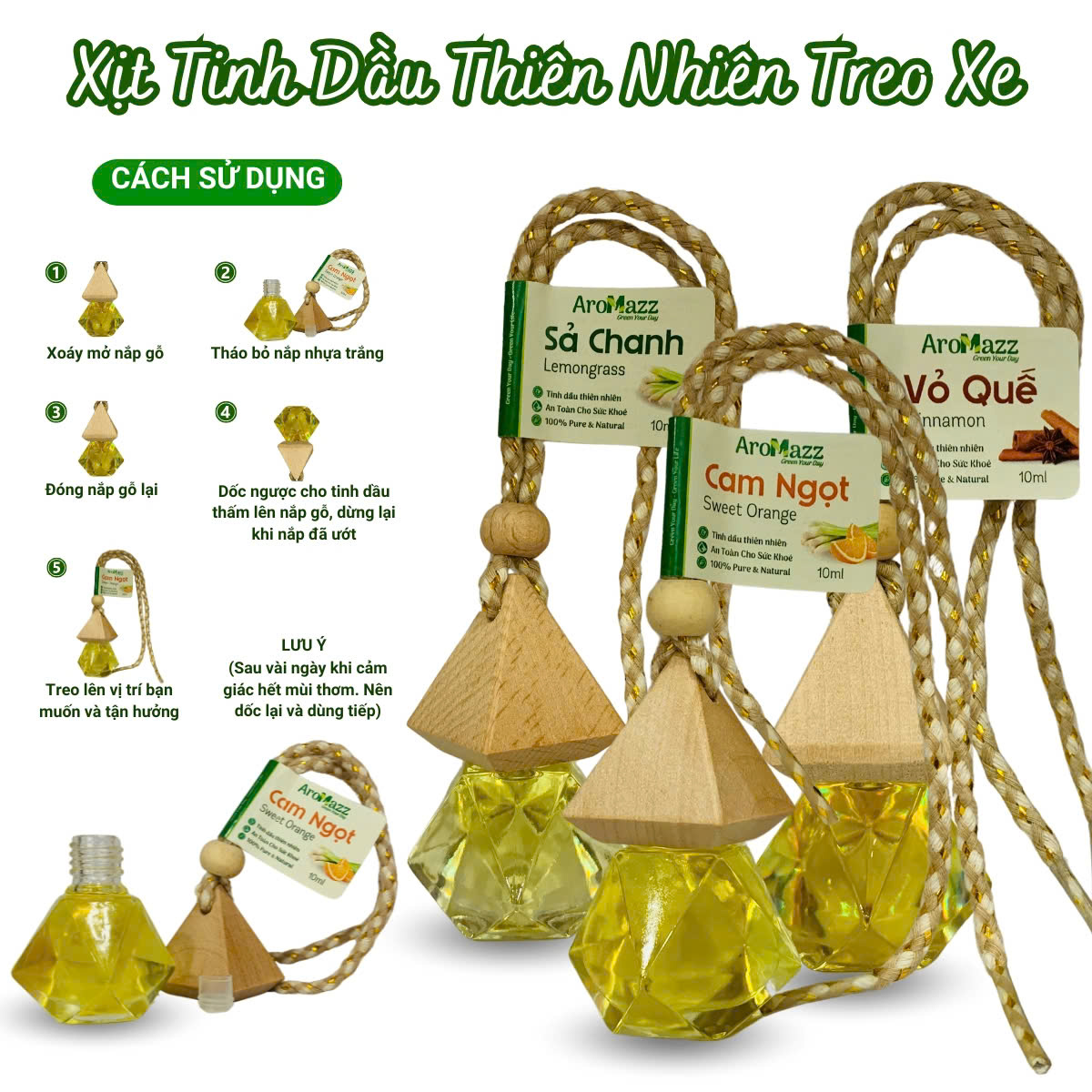 Mô tả Treo Xe Tinh Dầu Sả Chanh Tinh Dầu Thiên Nhiên AroMazz Treo Xe Treo Tủ Quần Áo Treo Nhà Vệ Sinh Chai Tiện Lợi 10ml - 2