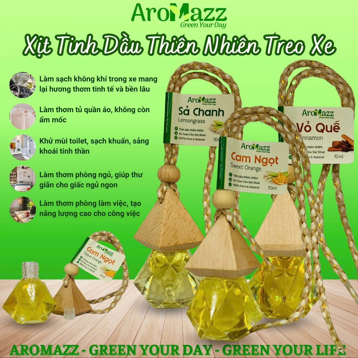 Mô tả Treo Xe Tinh Dầu Cam Ngọt Tinh Dầu Thiên Nhiên AroMazz Treo Xe Treo Tủ Quần Áo Treo Nhà Vệ Sinh Chai Tiện Lợi 10ml - 1