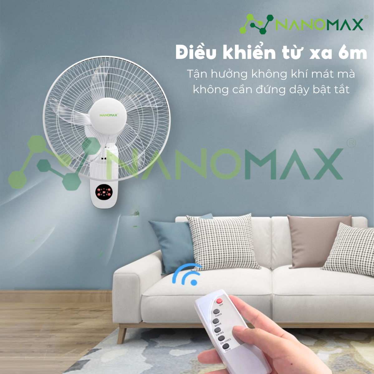 Mô tả Quạt Treo Tường NANOMAX QN-06 Size Lớn 18 Inches Điều Khiển Từ Xa, Đo Nhiệt Độ Bên Trong Máy - 1