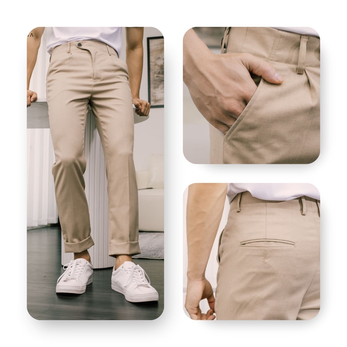 Mô tả Quần dài nam cao cấp AKUBA form skinny vải chống nhăn co giãn nhẹ, ôm dáng người | 01K0529 - 2