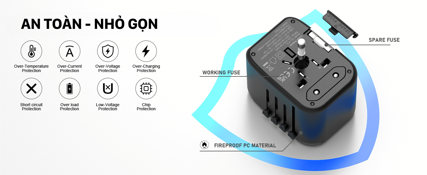 Mô tả Bộ Sạc Du Lịch Đa Năng WIWU Universal Cổng AC/ USB-C/ USB-A Sạc Nhanh Đa Thiết Bị - 3