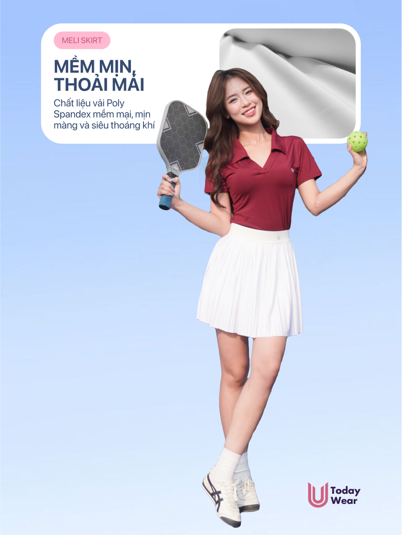 Mô tả Chân váy ngắn xếp ly thể thao Meli Skirt Today U Wear may sẵn quần bảo hộ thoải mái chơi tennis pickleball - 2