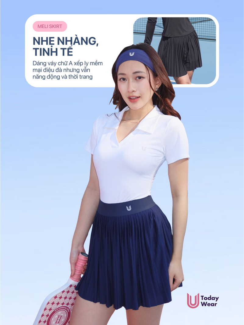 Mô tả Chân váy ngắn xếp ly thể thao Meli Skirt Today U Wear may sẵn quần bảo hộ thoải mái chơi tennis pickleball - 3