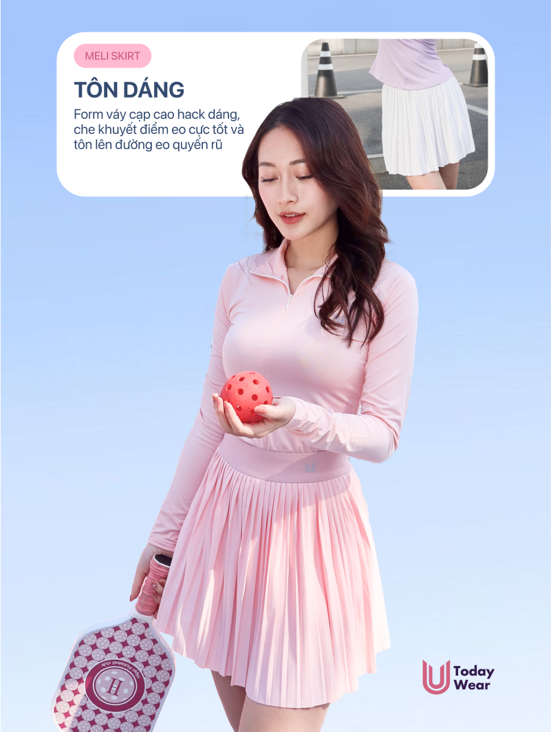 Mô tả Chân váy ngắn xếp ly thể thao Meli Skirt Today U Wear may sẵn quần bảo hộ thoải mái chơi tennis pickleball - 4