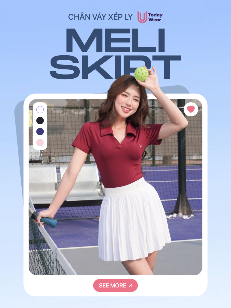 Mô tả Chân váy ngắn xếp ly thể thao Meli Skirt Today U Wear may sẵn quần bảo hộ thoải mái chơi tennis pickleball - 1