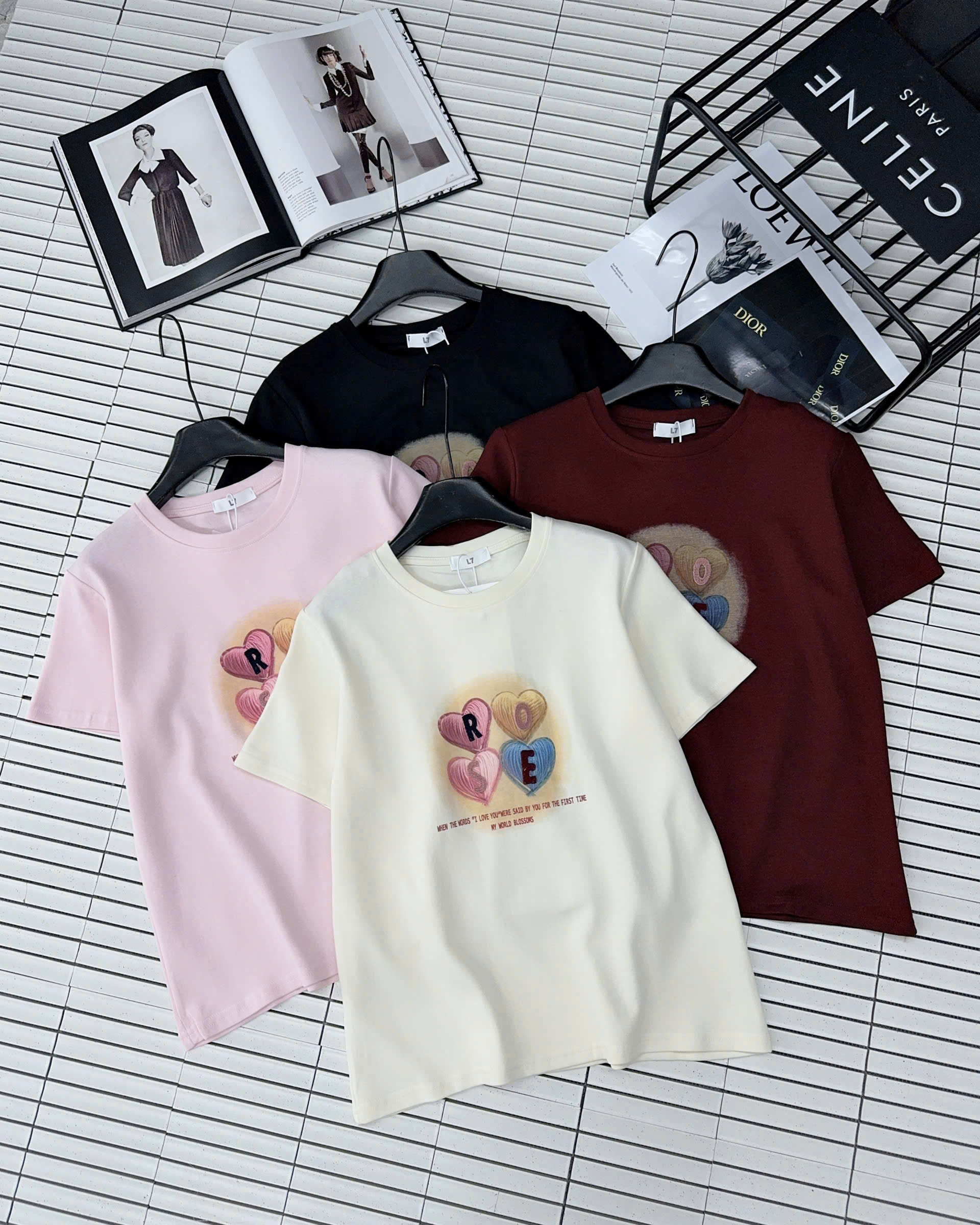 Mô tả Áo phông nữ Quảng Châu mã 3732 in hình chữ ROSE  chất cotton co giãn, thoáng mát - 2