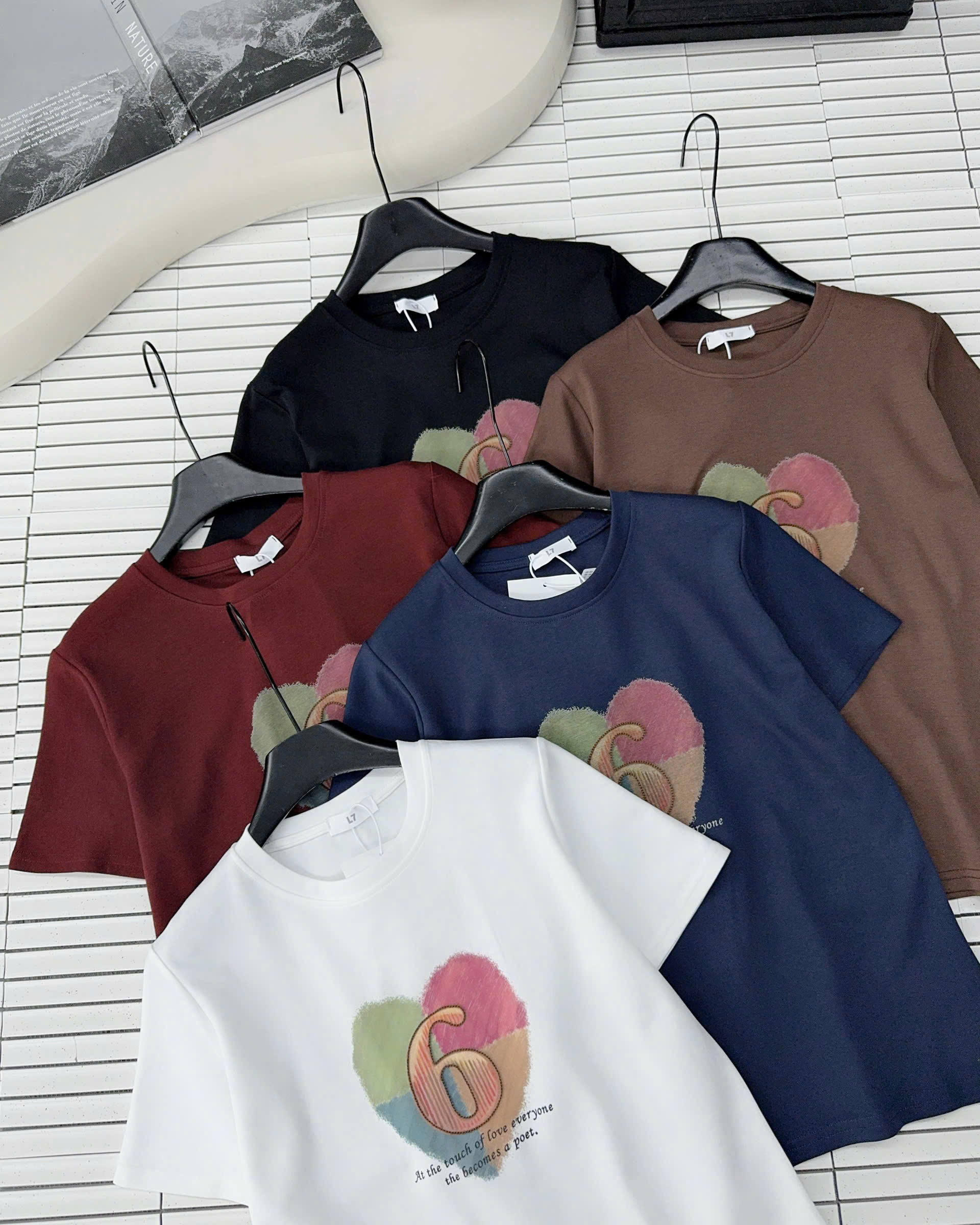 Mô tả Áo phông nữ Quảng Châu in hình số 6 mã 3719 , chất cotton co giãn, thoáng mát kiểu dáng free size - 1