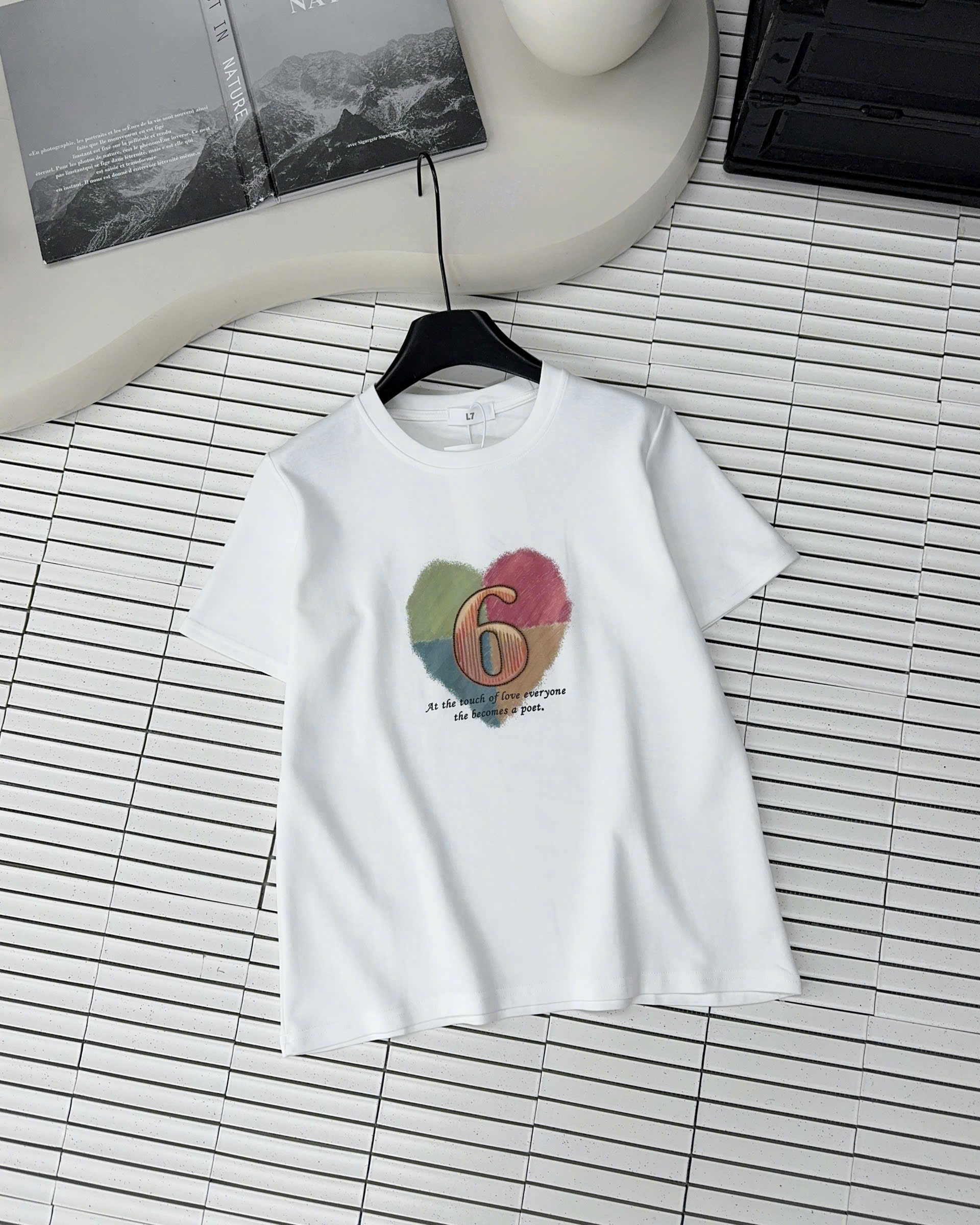 Mô tả Áo phông nữ Quảng Châu in hình số 6 mã 3719 , chất cotton co giãn, thoáng mát kiểu dáng free size - 2