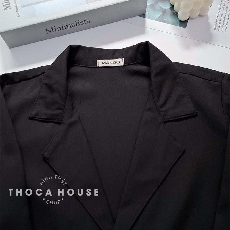 Mô tả Áo khoác vest trơn blazer tay dài túi nấp THOCA HOUSE chuẩn form dài Hàn Quốc - 2