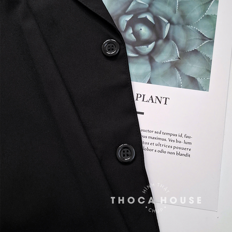 Mô tả Áo khoác vest trơn blazer tay dài túi nấp THOCA HOUSE chuẩn form dài Hàn Quốc - 4