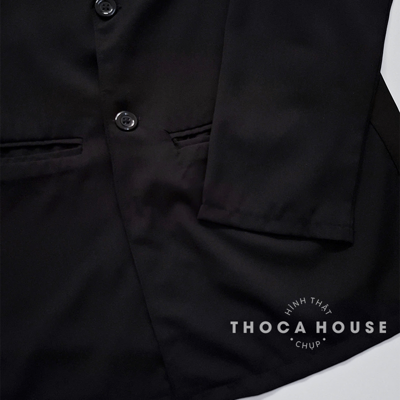 Mô tả Áo khoác vest trơn blazer tay dài túi nấp THOCA HOUSE chuẩn form dài Hàn Quốc - 5