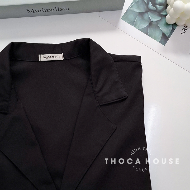 Mô tả Áo khoác vest trơn blazer tay dài túi nấp THOCA HOUSE chuẩn form dài Hàn Quốc - 6