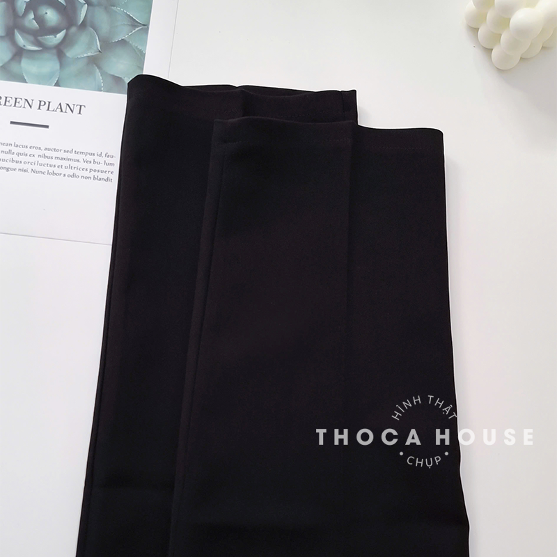 Mô tả Quần baggy nữ công sở kiểu lỡ nút trơn đen 186 THOCA HOUSE quần tây chuẩn form cao cấp tôn chân dài - 4