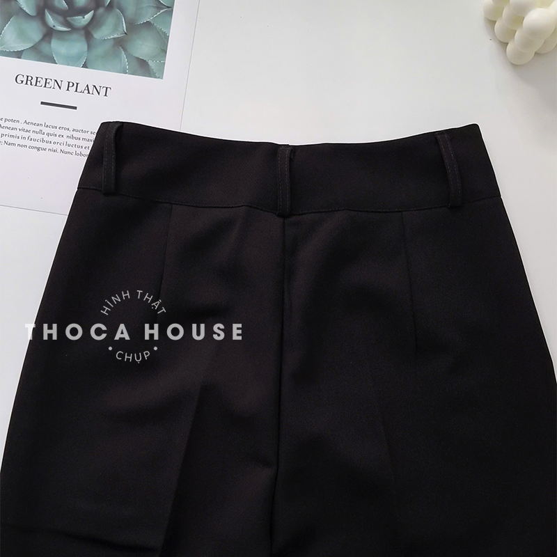 Mô tả Quần baggy nữ công sở kiểu lỡ nút trơn đen 186 THOCA HOUSE quần tây chuẩn form cao cấp tôn chân dài - 5