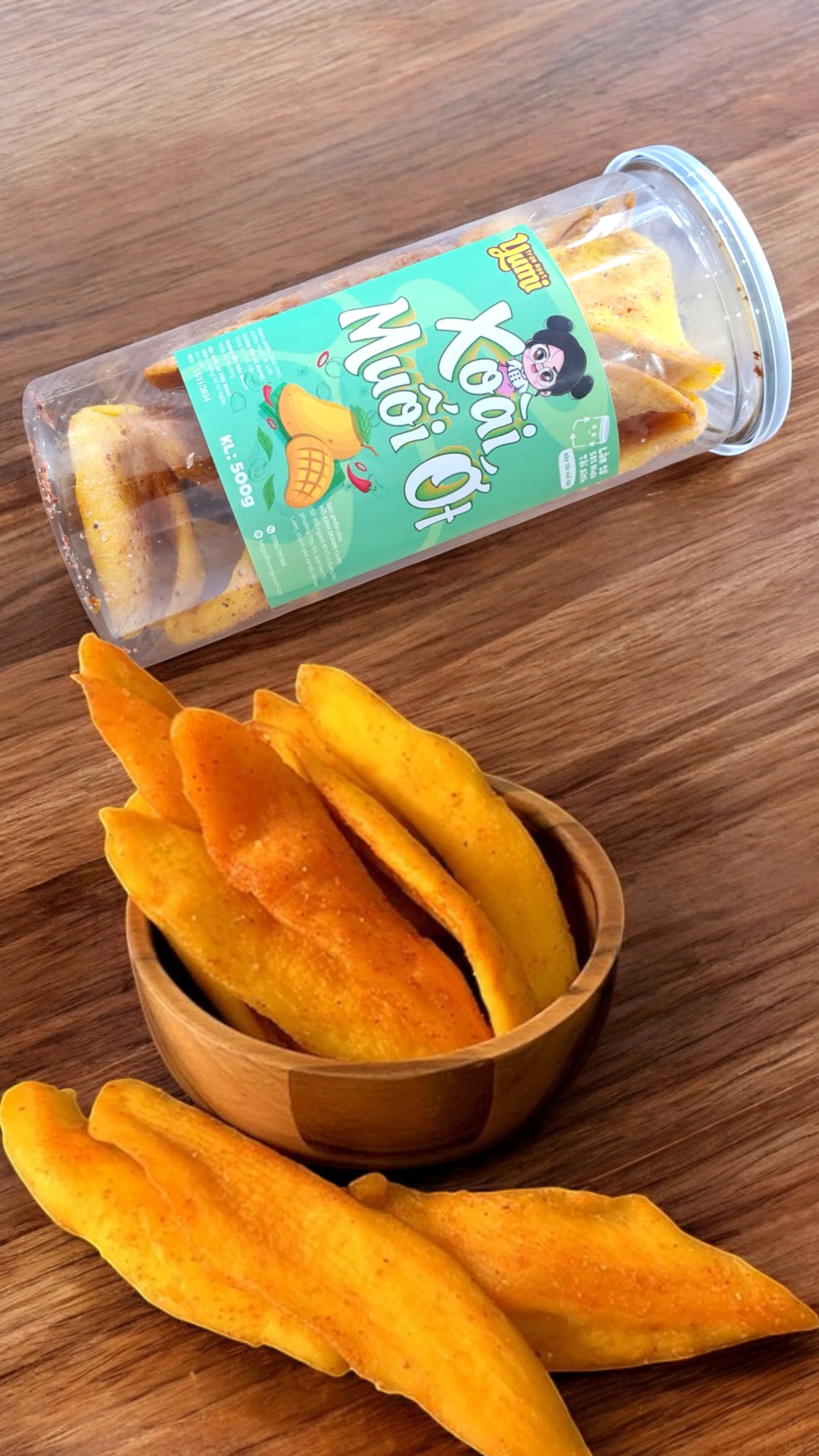 Mô tả Xoài sấy dẻo muối ớt Trạm ngọt Yumi đồ ăn vặt hoa quả trái cây khô chua ngọt cay thơm ngon vệ sinh - 1