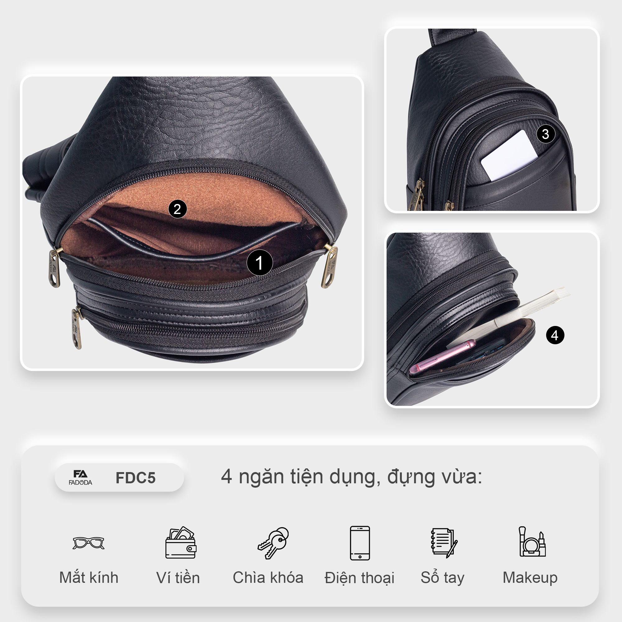 Mô tả Túi đeo chéo nam đa năng cao cấp FDC5 nhiều màu - 5