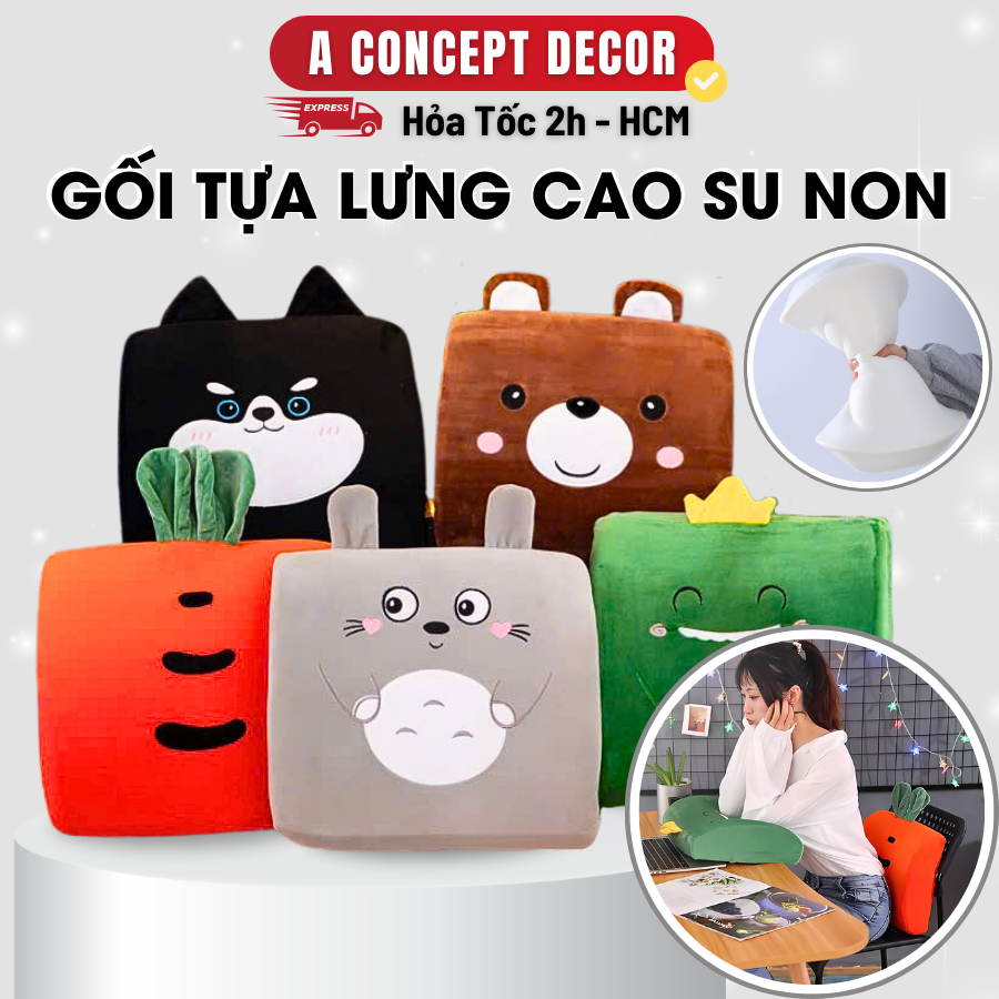 Mô tả Gối Tựa Lưng Văn Phòng Hoạt Hình Cao Su Non Kê Lưng Đàn hồi Hỗ Trợ Cột Sống Gối kê Lưng Phù Hợp Cho Văn Phòng Sofa Ô Tô - 1