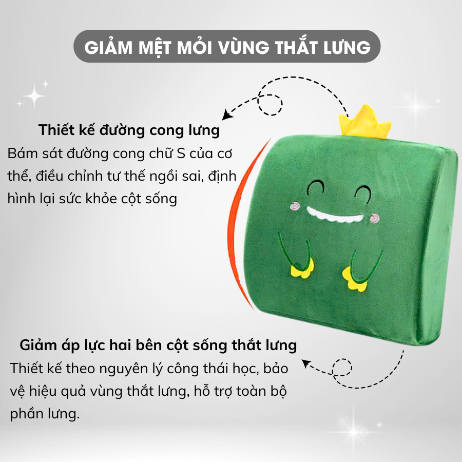 Mô tả Gối Tựa Lưng Văn Phòng Hoạt Hình Cao Su Non Kê Lưng Đàn hồi Hỗ Trợ Cột Sống Gối kê Lưng Phù Hợp Cho Văn Phòng Sofa Ô Tô - 6