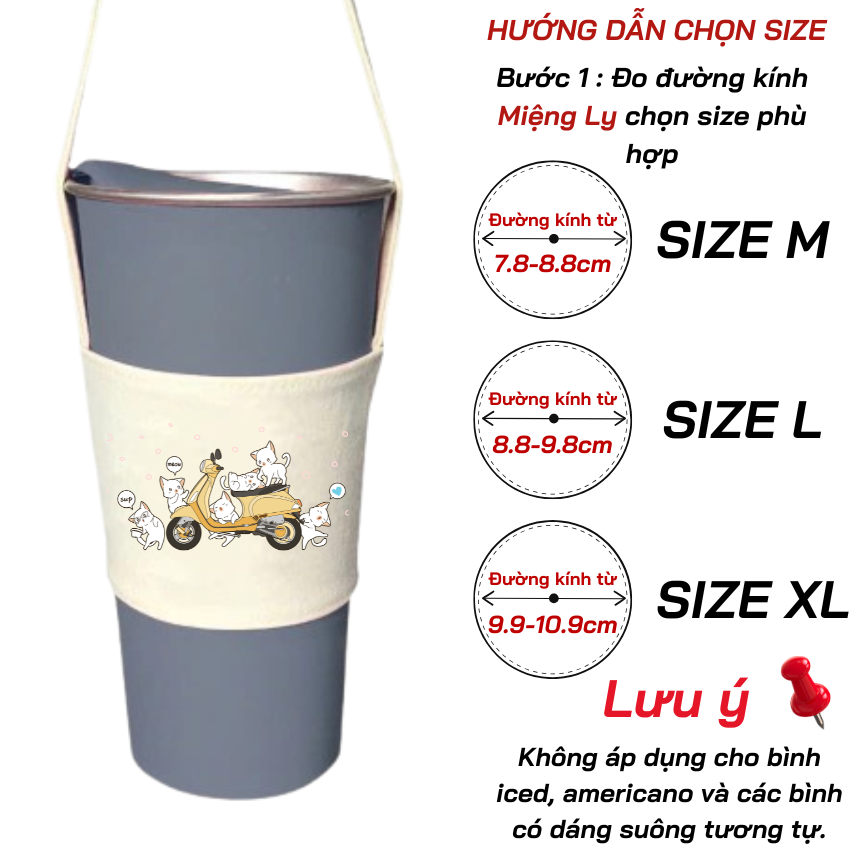 Mô tả Túi treo ly, cốc (Cup Holder) Ginko Canvas in hình cute ( nhiều mẫu) - 1