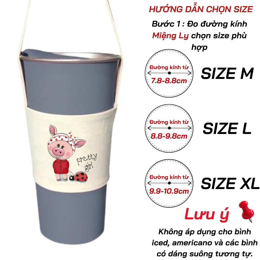 Mô tả Túi treo ly, cốc (Cup Holder) Ginko Canvas in hình cute ( nhiều mẫu) - 2