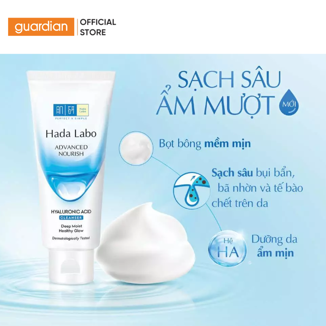 Mô tả Kem Rửa Mặt Dưỡng Ẩm Hada Labo Advanced Nourish Hyaluronic Acid Cleanser Guardian 80Gr - 1