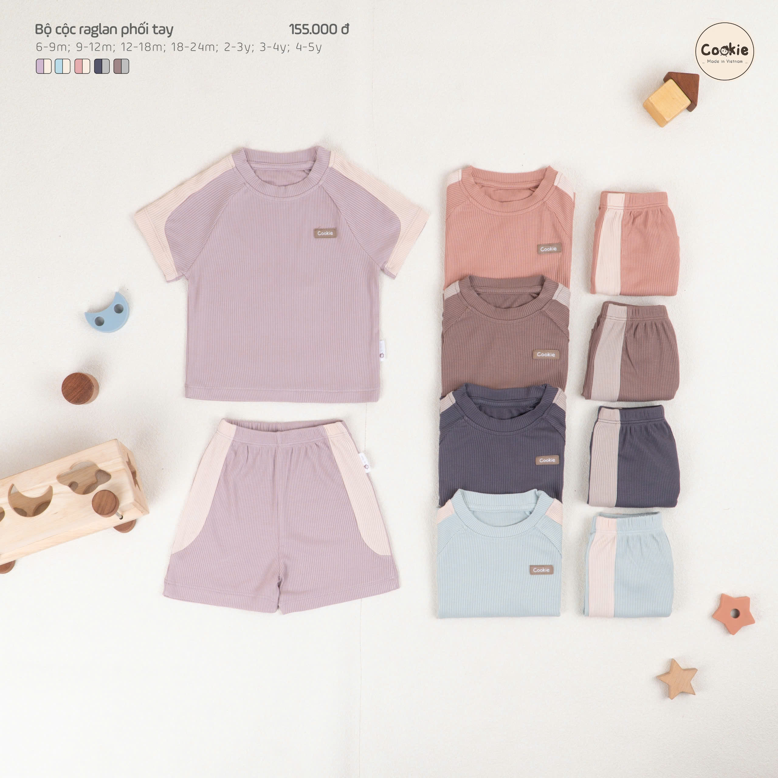 Mô tả Bộ Cộc Tay COOKIE Raglan Phối Tay Cho Bé Từ 6 Đến 5 Tuổi 2025 - 1